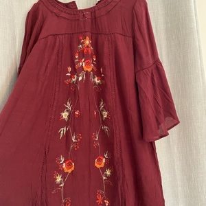 Maroon floral embellished dress sz XL